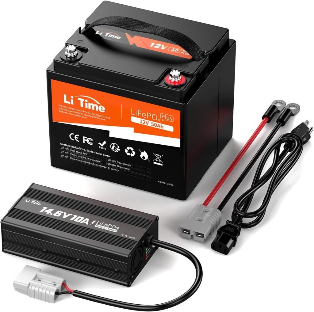 LiTime 12V 50Ah LiFePO4 Deep Cycle Battery 14.6V10A Lithium Charger, 11.57lbs Ultra-Light RV battery, 640Wh, Max. 15000+ Cycles, SafeReliable for Trolling Motor, Marine LiTime 12V 50Ah LiFePO4 Deep Cycle Battery 14.6V10A Lithium Charger, 11.57lbs Ultra-Light RV battery, 640Wh, Max. 15000+ Cycles, SafeReliable for Trolling Motor, Marine