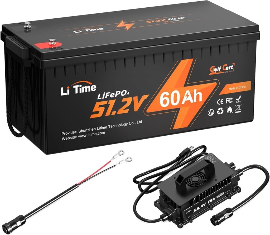 LiTime 48V 60Ah Lithium Golf Cart Battery with Charger, LiFePO4 Battery 48V Kit, Built-in 120A BMS, 2C Discharge Support up to 4kW Motor, Max 6.14kW Power Output, Perfect for Golf Carts LiTime 48V 60Ah Lithium Golf Cart Battery with Charger, LiFePO4 Battery 48V Kit, Built-in 120A BMS, 2C Discharge Support up to 4kW Motor, Max 6.14kW Power Output, Perfect for Golf Carts