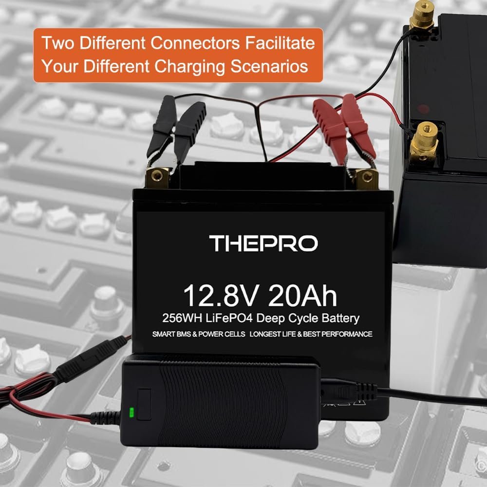 THEPRO 12V 3Amp Lithium LiFePO4 Battery Charger, 14.6V Smart Charger, 12.8V Lithium Iron Phosphate Battery Maintainer
