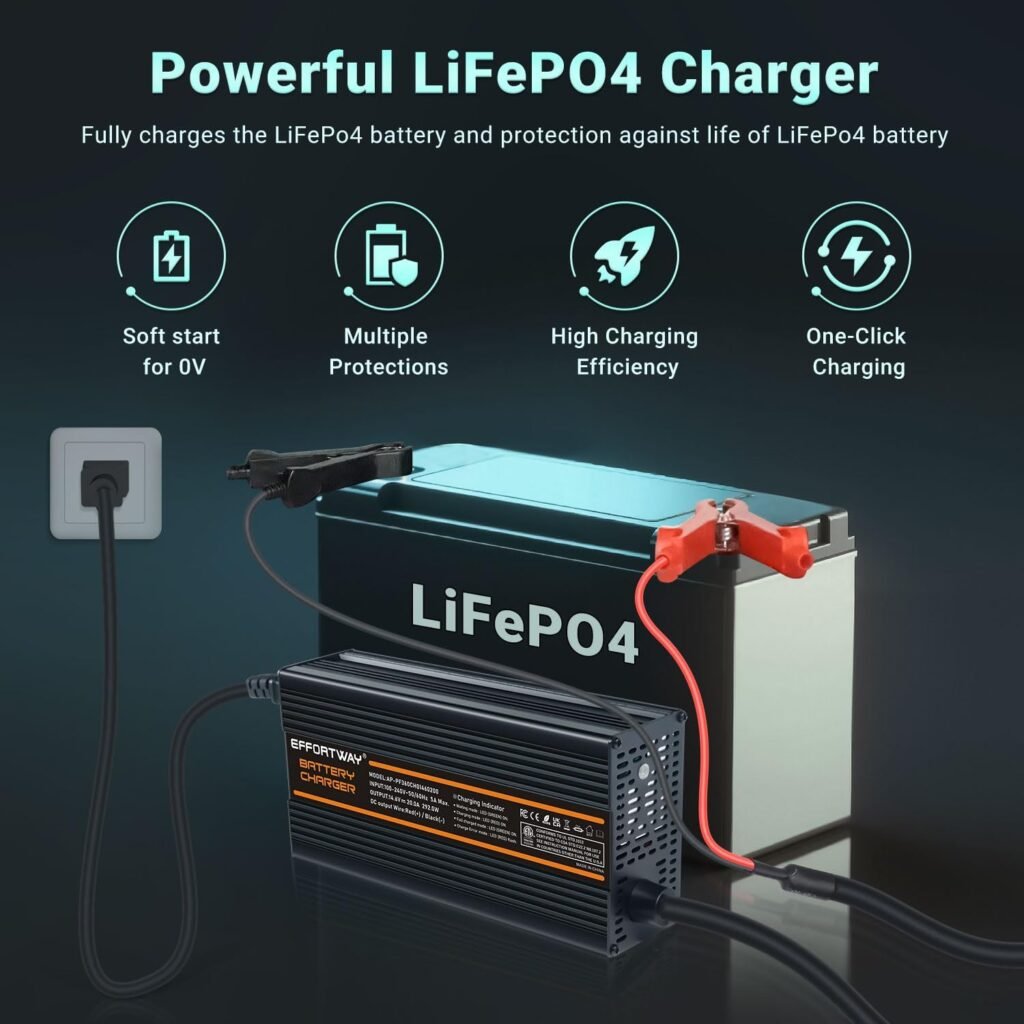 12V 20A Lithium Battery Charger 14.6V LiFePO4 Smart Battery Charger AC to DC Smart Charger Maintainer for Cars Motocycles, Marine RV,Deep Cycle Batteries| Overcharge Protection Fast Charging 12V 20A Lithium Battery Charger 14.6V LiFePO4 Smart Battery Charger AC to DC Smart Charger Maintainer for Cars Motocycles, Marine RV,Deep Cycle Batteries| Overcharge Protection Fast Charging