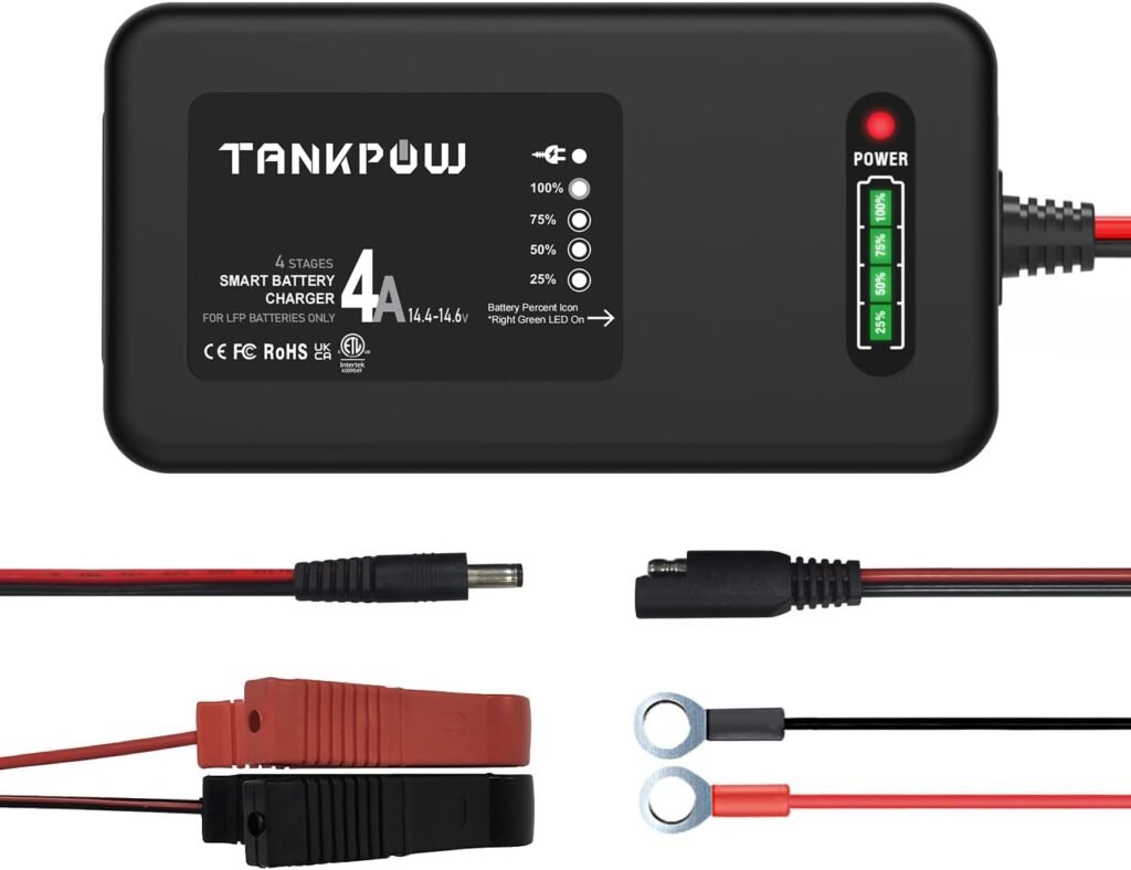 14.6V 4A LiFePO4 Lithium Battery Charger,Smart Battery Charger Maintainer with 4LEDs Indicator,SAE Connector for Cars,Golf Trolley,UAV,Fishing Boat Deep Cycle Batteries(ETL Listed) 14.6V 4A LiFePO4 Lithium Battery Charger,Smart Battery Charger Maintainer with 4LEDs Indicator,SAE Connector for Cars,Golf Trolley,UAV,Fishing Boat Deep Cycle Batteries(ETL Listed)