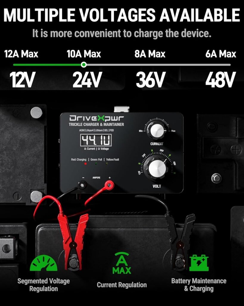 Adjustable Battery Charger 12V 24V 36V 48V,12A Automatic Battery Maintainer,Battery Desulfator Maintainer for Lead-Acid LiFePO4 Lithium,Suit Automotive Golf Cart Truck Motorcycle Lawn Mower(X20) Adjustable Battery Charger 12V 24V 36V 48V,12A Automatic Battery Maintainer,Battery Desulfator Maintainer for Lead-Acid LiFePO4 Lithium,Suit Automotive Golf Cart Truck Motorcycle Lawn Mower(X20)