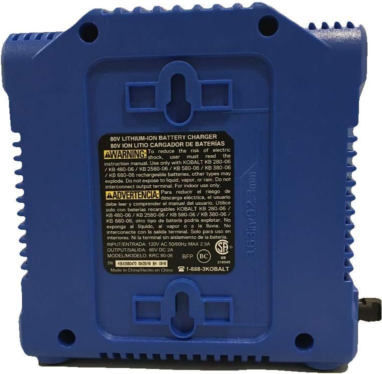 Kobalt 80 Volt Power Equipment Compact Battery Charger Model KRC 80-06