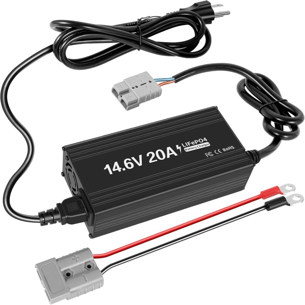 Roche Limit 12V 20A Lithium Battery Charger for 12V LiFePO4 Battery 14.6V Charger AC-DC Smart Charger with Anderson Connector LED Indicator for Lithium LiFePO4 Deep Cycle Batteries of Boat, RV Roche Limit 12V 20A Lithium Battery Charger for 12V LiFePO4 Battery 14.6V Charger AC-DC Smart Charger with Anderson Connector LED Indicator for Lithium LiFePO4 Deep Cycle Batteries of Boat, RV