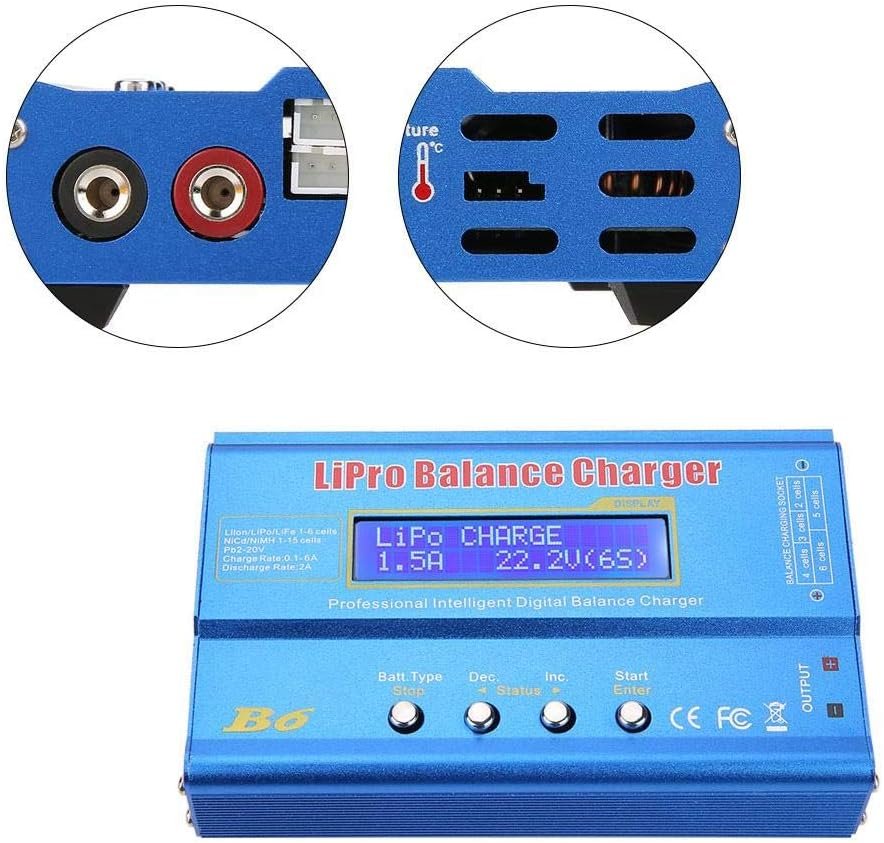 B6 80W Balance Charger Discharger Digital Battery Pack Charger for Li-Po/Li-ion/Li-Fe/NiMH/NiCd/Packs LCD Hobby Battery Charger(Without Plug)