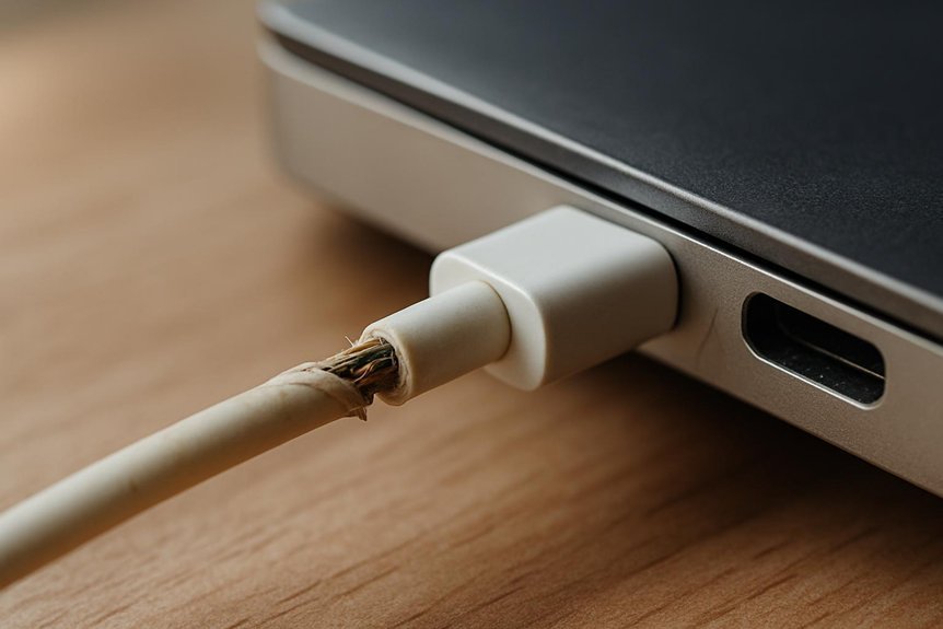 frayed cables and connectors