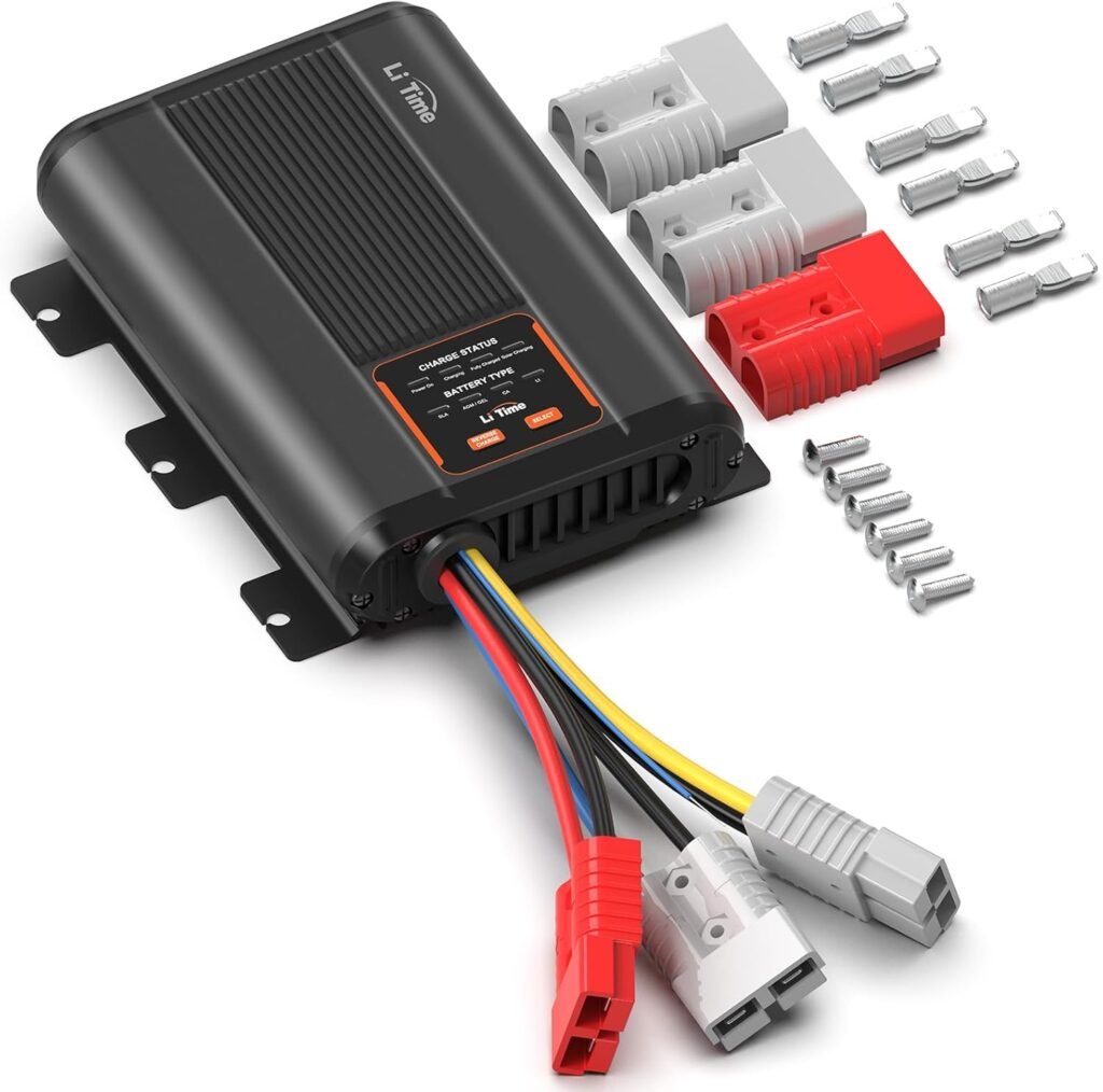 LiTime 12V 40A DC-DC Battery Charger with MPPT Solar Controller, Dual Input Smart Charger for 14.6V LiFePO4 Lithium Batteries, Fast Charging for RVs, Campers, Trailers, Solar, Home Backup and Off-Grid