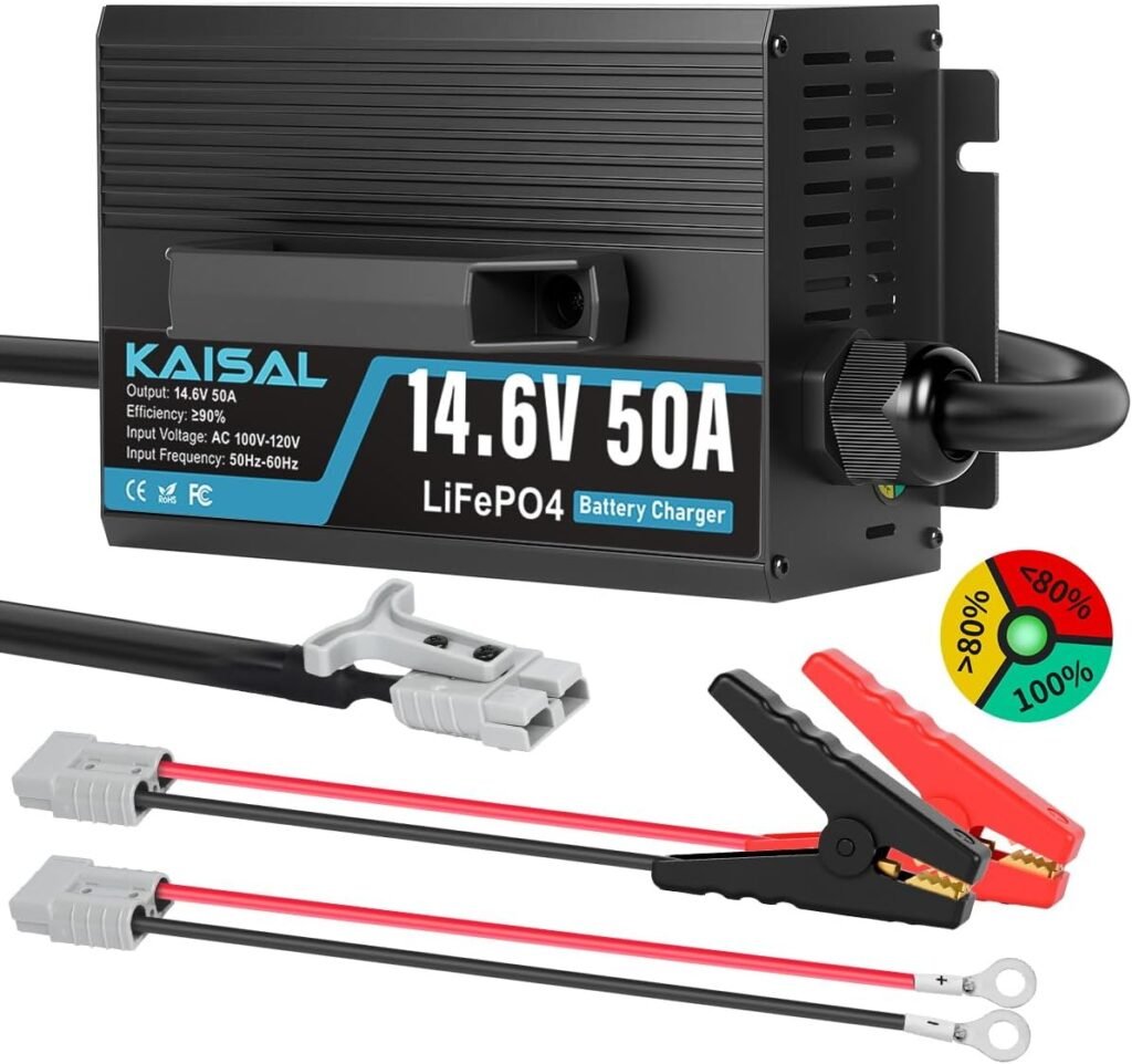 12V 50A Lithium Battery Charger 14.6V 50A Fast LiFePO4 Charger 0V Wake Up Volt Lithium Charger with Protection Connectors for 12.8V LiFePO4 Battery of RV, Marine, Boat, Solar, Trolling Motor 12V 50A Lithium Battery Charger 14.6V 50A Fast LiFePO4 Charger 0V Wake Up Volt Lithium Charger with Protection Connectors for 12.8V LiFePO4 Battery of RV, Marine, Boat, Solar, Trolling Motor
