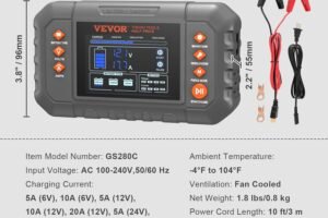 VEVOR Smart Battery Charger, 20-Amp, Lithium LiFePO4 Lead-Acid (AGM/Gel/SLA) Car Battery Charger with LCD Display