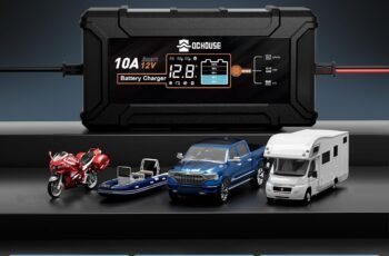 DC House 12V 10A Battery Charger for Lead-Acid, LiFePO4 Battery