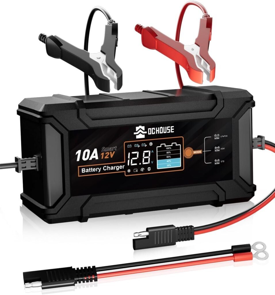 DC House 12V 10A Battery Charger for Lead-Acid, LiFePO4 Battery DC House 12V 10A Battery Charger for Lead-Acid, LiFePO4 Battery