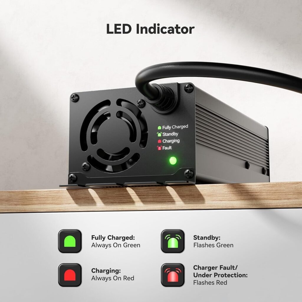 Power Queen 24V 20A LiFePO4 Battery Charger,Smart 24V Lithium Battery Maintainer,Fully Automatic Rechargeable 25.6V (29.2V) LiFePO4 Battery Charger with Multi Safety Protections,0V Activation Function Power Queen 24V 20A LiFePO4 Battery Charger,Smart 24V Lithium Battery Maintainer,Fully Automatic Rechargeable 25.6V (29.2V) LiFePO4 Battery Charger with Multi Safety Protections,0V Activation Function