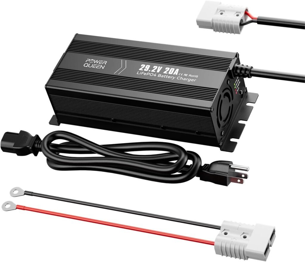 Power Queen 24V 20A LiFePO4 Battery Charger,Smart 24V Lithium Battery Maintainer,Fully Automatic Rechargeable 25.6V (29.2V) LiFePO4 Battery Charger with Multi Safety Protections,0V Activation Function Power Queen 24V 20A LiFePO4 Battery Charger,Smart 24V Lithium Battery Maintainer,Fully Automatic Rechargeable 25.6V (29.2V) LiFePO4 Battery Charger with Multi Safety Protections,0V Activation Function